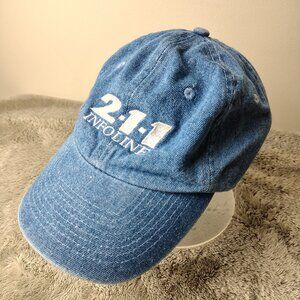 Vintage 211 INFOLINE Hat Strapback Adjustable Blue Denim Embroidered United Way